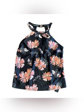 NWT Tempt Me Size XL Womens Multicolor Black Floral Wireless Swim Tankini Top